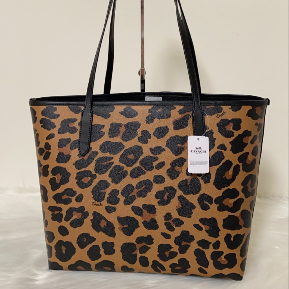 New💃Coach City Tote With Leopard Print Purse - Picture 3 of 8